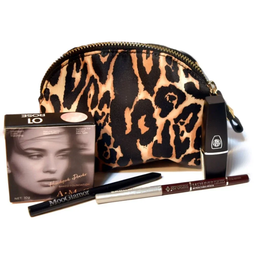 Victoria's Secret Leopard Print Cosmetic Pouch in Black and Tan